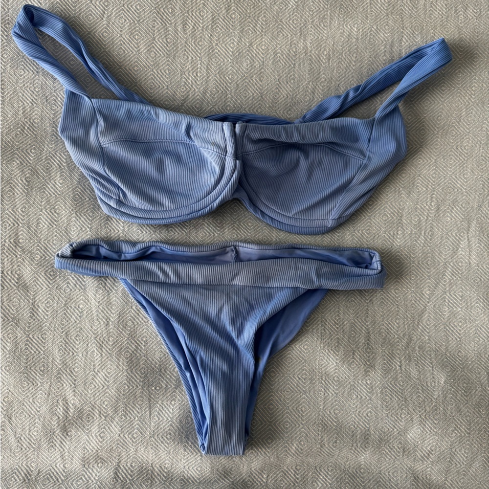 Everything But Water Blue Ribbed Bikini Set